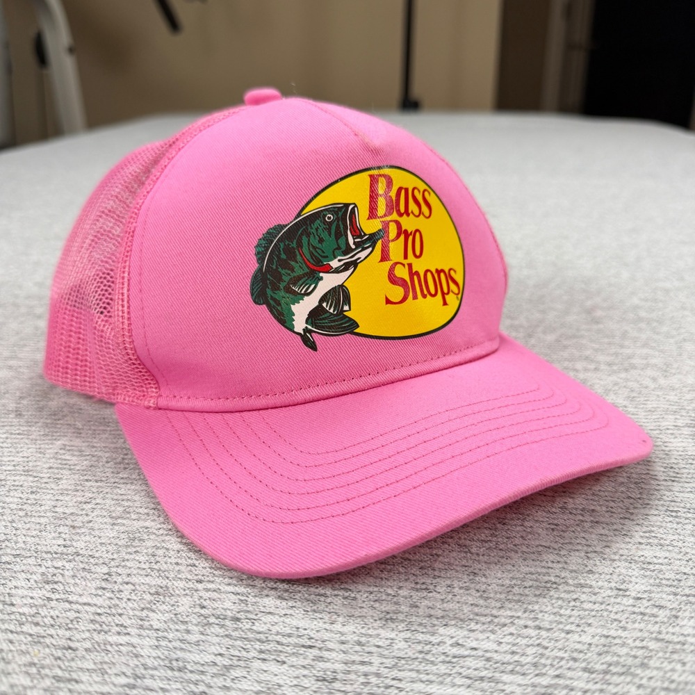 Bass Pro Shops Trucker Hat Pink Mesh‎ Snapback Fishing Cap One Size OSFM